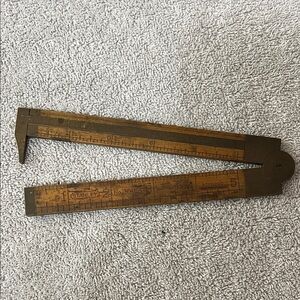 Vintage Stanley Wooden Folding Ruler with Brass Accents No. 36 1/2 R